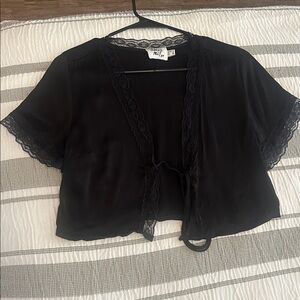 Princess Polly Black Lace-Trim Blouse